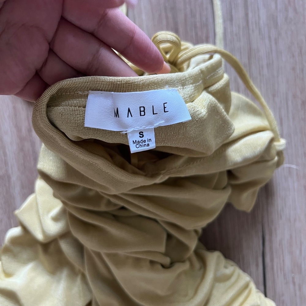 Butter Yellow Ruched Mini Dress - Picture 3 of 3